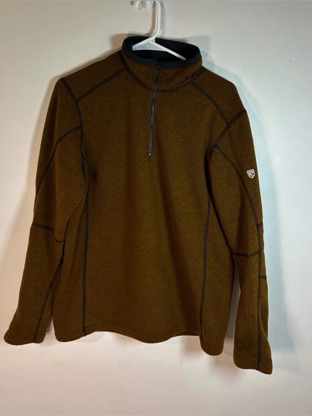 Kuhl Revel 1/4 Zip Fleece Pullover, Brown /Black, Men’s Medium